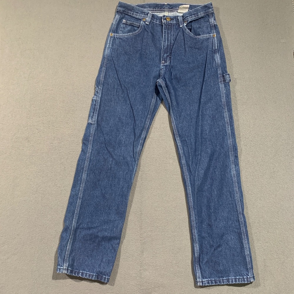 Key Industries Mens Carpenter Jeans Blue Denim Workwear 30x32 Medium Wash - Picture 2 of 7